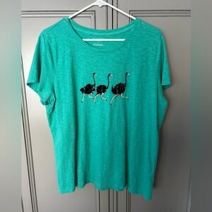 Talbots 1X green ostrich t shirt